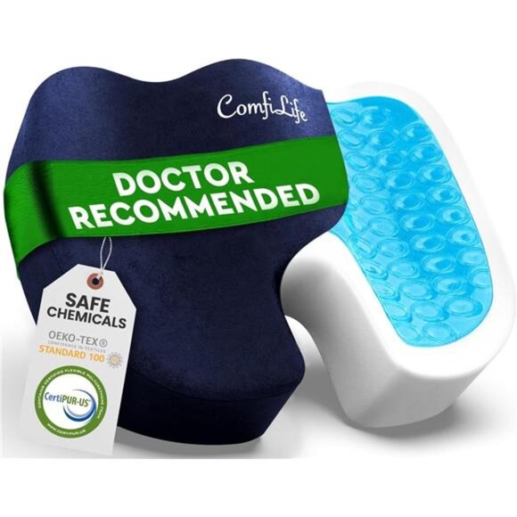 Gel Memory Foam Seat Cushion Tailbone Coccyx Pillow Office Chair Car Back Pain - Picture 1 of 7